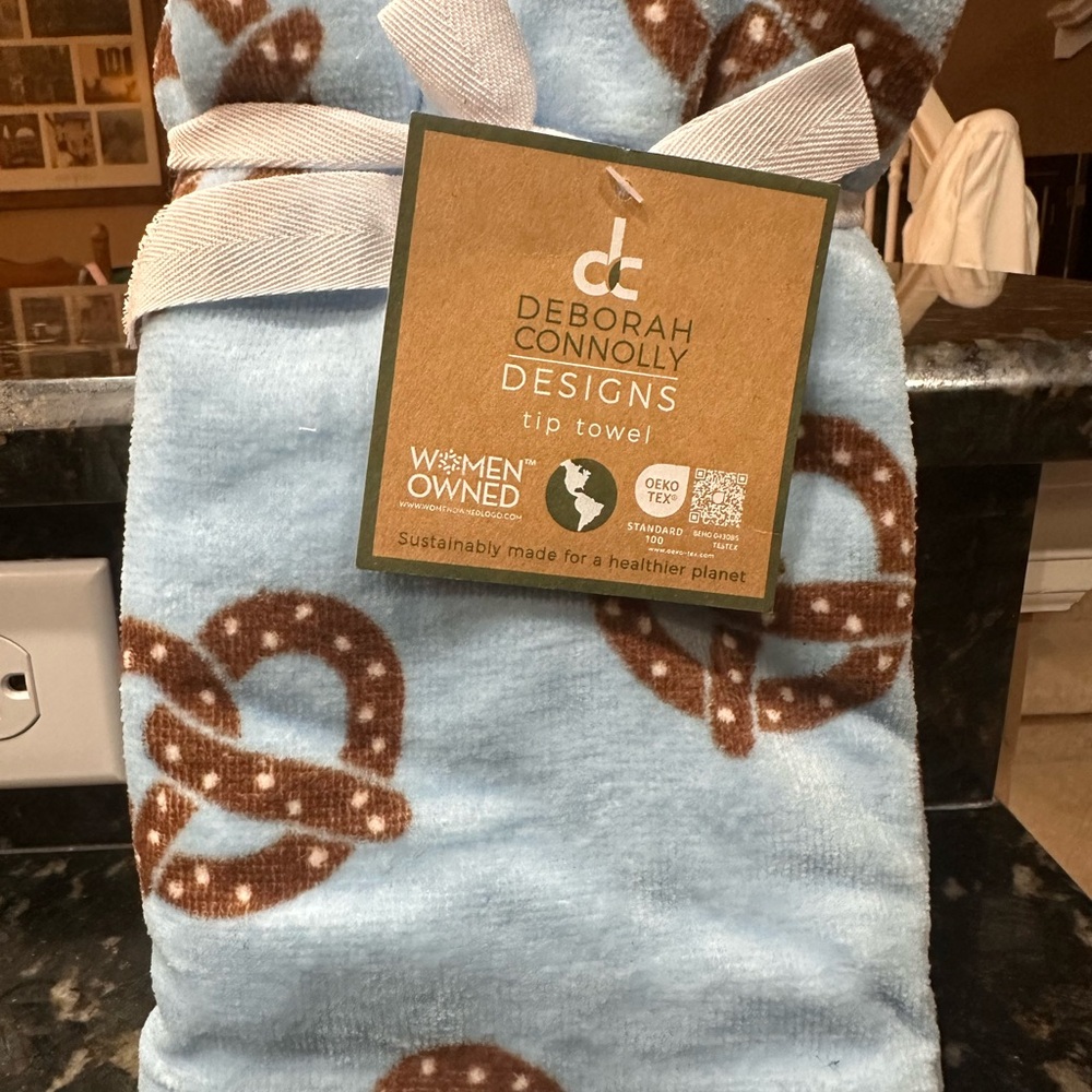 Deborah Connolly Designs Blue Pretzel Tip Towel 🥨🩵